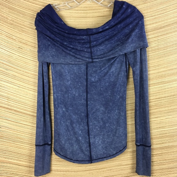 Free People Blue Cosmo Tie Dye Cowl Neck Off Shoulder Top Shirt OB546687. Sz XS - Picture 6 of 12